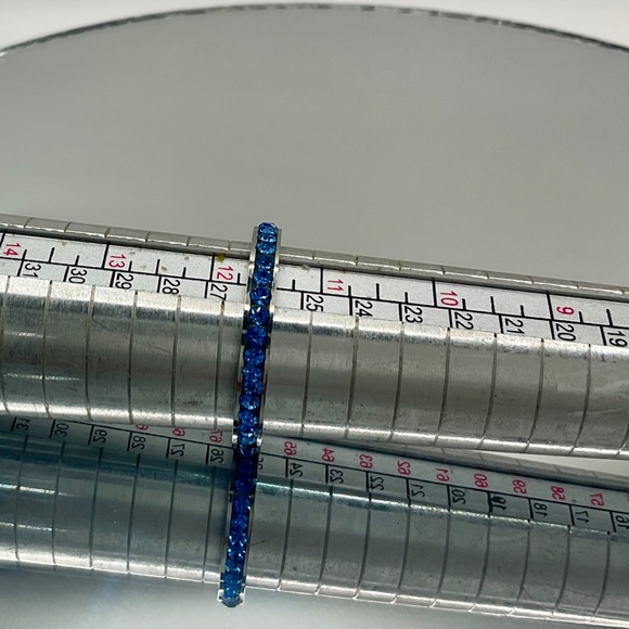 Aquamarine Blue Crystal Channel Eternity Band Ring Size 11.5 - Picture 4 of 7